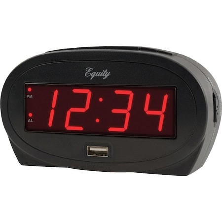 La Crosse Technology Equity 0.9 In. Red LED Alarm Clock with USB Charging Port 30024